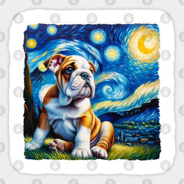 Starry Bulldog Portrait - Dog Portrait Sticker by starry_night